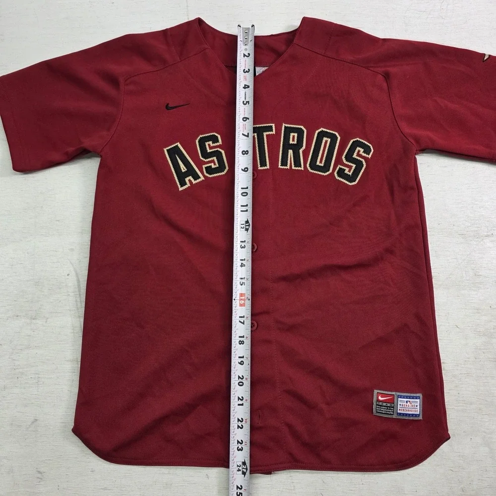 Nike Team MLB Houston Astros Red Baseball Jersey Stitched Youth‎ Boys Sz M 12/14
